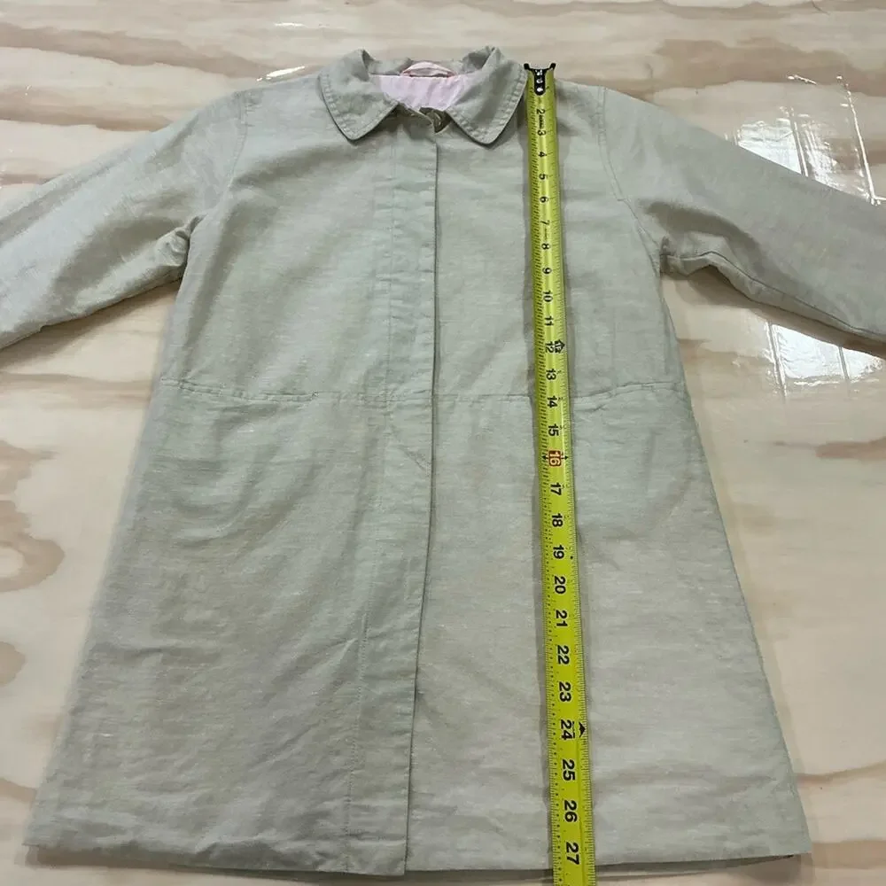 Jacadi Linen‎ Cotton Blend Minimalist Spring Summer Trench Coat Beige Neutral 8Y